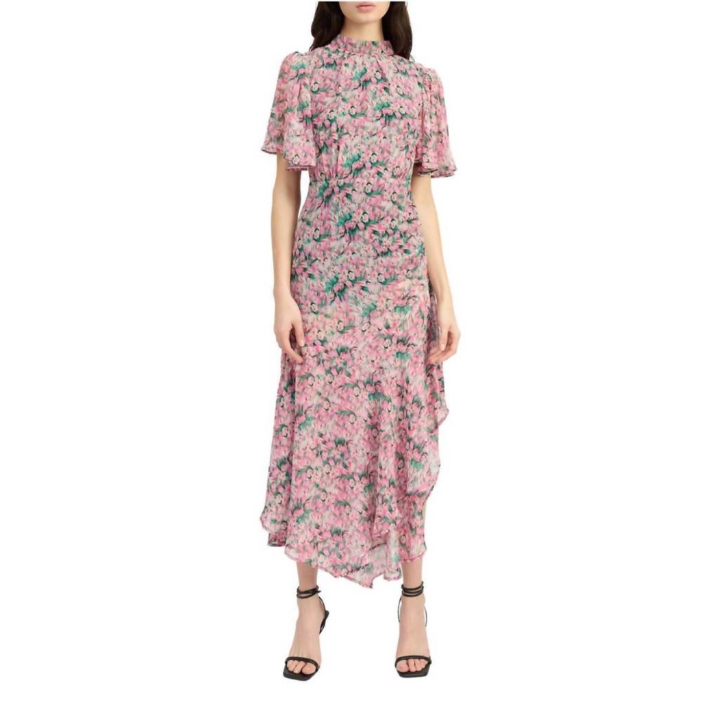 En Saison Pink Floral Asymmetrical Dress